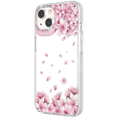 Apple iPhone 13 Çift IMD Baskılı Switcheasy Artist Sakura Kapak - Pembe