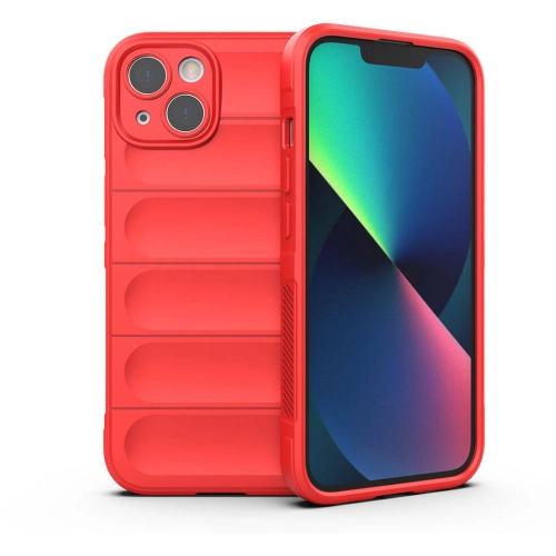 Apple iPhone 13 (6.1) Kılıf Esnek TPU Oyuklu Arka Yüzey Tasarımlı Zore Etnik Silikon Kapak - Kırmızı