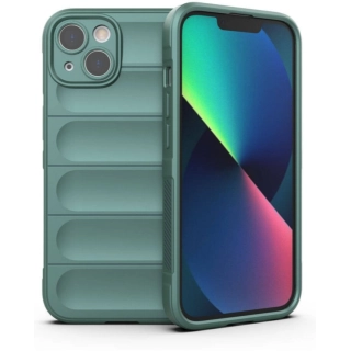 Apple iPhone 13 (6.1) Kılıf Esnek TPU Oyuklu Arka Yüzey Tasarımlı Zore Etnik Silikon Kapak - Koyu Yeşil