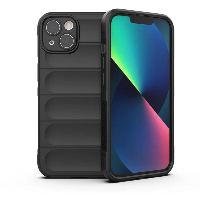 Apple iPhone 13 (6.1) Kılıf Esnek TPU Oyuklu Arka Yüzey Tasarımlı Zore Etnik Silikon Kapak - Siyah