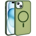 Apple iPhone 13 Mini (5.4) Kılıf Magsafe Şarj Özellikli Renkli Mat Arka Yüzey Sio Kapak - Koyu Yeşil