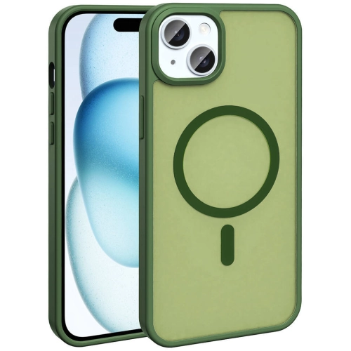 Apple iPhone 13 Mini (5.4) Kılıf Magsafe Şarj Özellikli Renkli Mat Arka Yüzey Sio Kapak - Koyu Yeşil