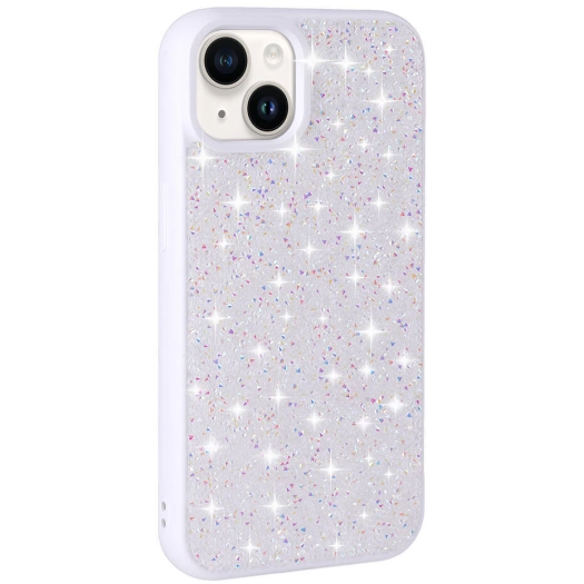 Apple iPhone 13 Kılıf Parlak Taşlı Tasarım Zore Pırlanta Kapak - Beyaz