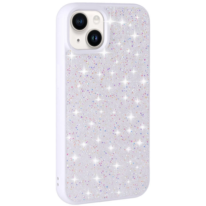 Apple iPhone 13 Kılıf Parlak Taşlı Tasarım Zore Pırlanta Kapak - Beyaz