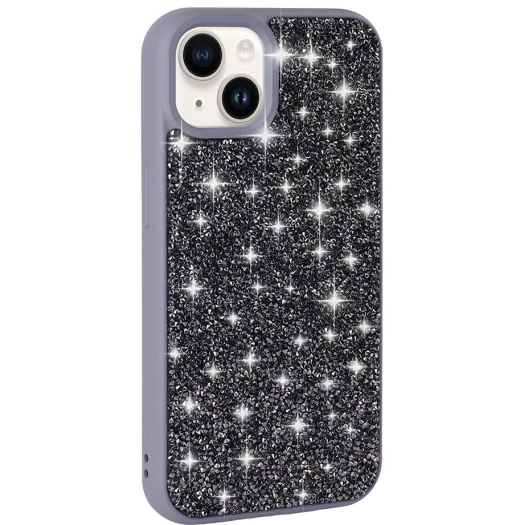 Apple iPhone 13 Kılıf Parlak Taşlı Tasarım Zore Pırlanta Kapak - Gri