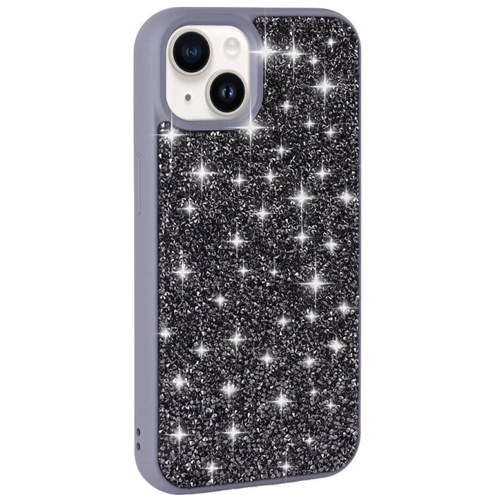 Apple iPhone 13 Kılıf Parlak Taşlı Tasarım Zore Pırlanta Kapak - Gri