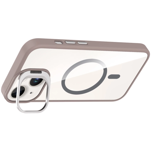 Apple iPhone 13 Mini (5.4) Kılıf Standlı ve Kamera Lens Hediyeli M-Safe Şarj Özellikli Etro Kapak - Pembe