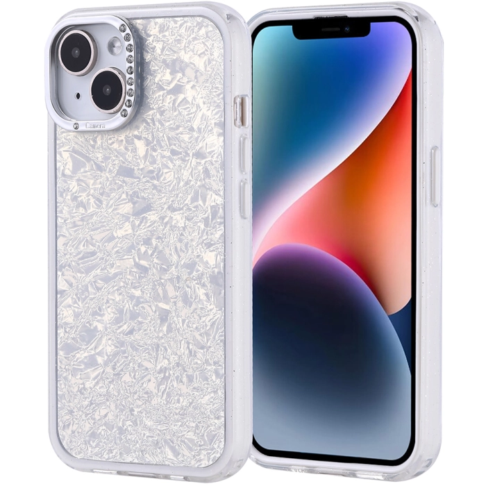 Apple iPhone 13 Mini (5.4) ile Uyumlu Kılıf Buzlu Parıltılı Lüks Kamera Lens Darbeye Dayanıklı Kapi Kapak - Gümüş