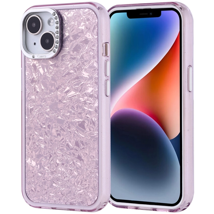 Apple iPhone 13 Mini (5.4) ile Uyumlu Kılıf Buzlu Parıltılı Lüks Kamera Lens Darbeye Dayanıklı Kapi Kapak - Lila