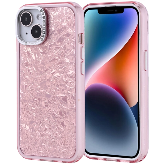 Apple iPhone 13 Mini (5.4) ile Uyumlu Kılıf Buzlu Parıltılı Lüks Kamera Lens Darbeye Dayanıklı Kapi Kapak - Pembe
