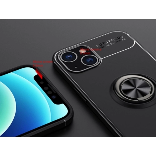 Apple iPhone 13 Mini (5.4) Kılıf Renkli Silikon Yüzüklü Standlı Auto Focus Ravel Kapak - Rose Gold