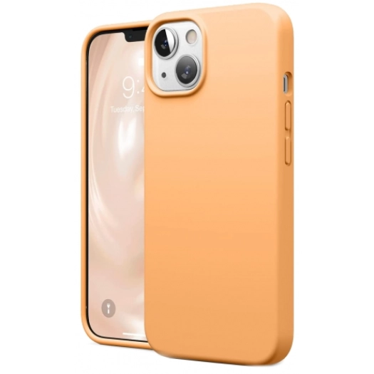 Apple iPhone 13 Mini (5.4) Kılıf İçi Kadife Mat Mara Lansman Silikon Kapak  - Turuncu