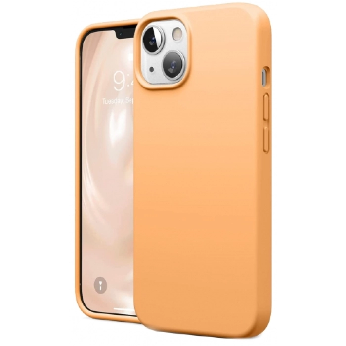 Apple iPhone 13 Mini (5.4) Kılıf İçi Kadife Mat Mara Lansman Silikon Kapak  - Turuncu