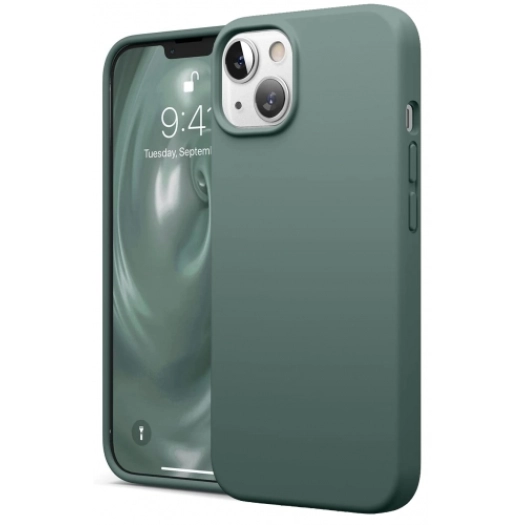 Apple iPhone 13 Mini (5.4) Kılıf İçi Kadife Mat Mara Lansman Silikon Kapak  - Yeşil