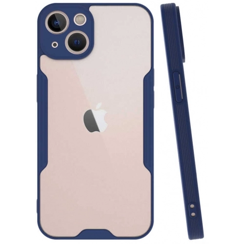 Apple iPhone 13 Mini (5.4) Kılıf Renkli Silikon Kamera Lens Korumalı Şeffaf Parfe Kapak - Lacivert