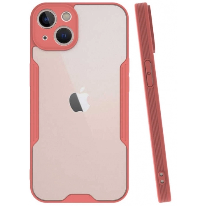Apple iPhone 13 Mini (5.4) Kılıf Renkli Silikon Kamera Lens Korumalı Şeffaf Parfe Kapak - Pembe