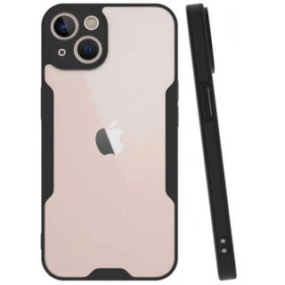 Apple iPhone 13 Mini (5.4) Kılıf Renkli Silikon Kamera Lens Korumalı Şeffaf Parfe Kapak - Siyah