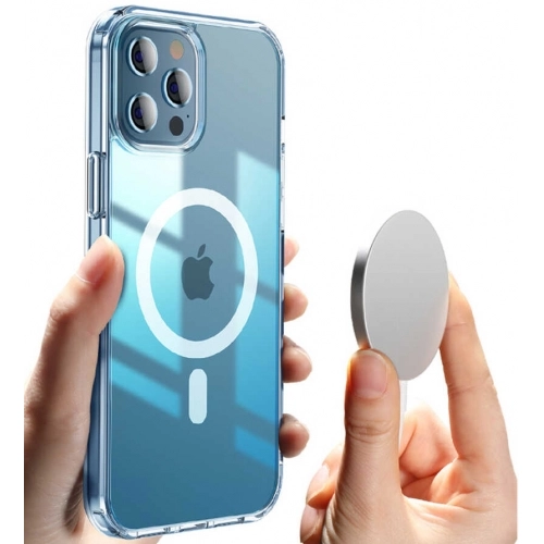 Apple iPhone 13 Mini (5.4) Kılıf Magsafe Magnetic Crystal Kapak - Şeffaf
