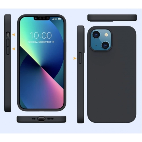 Apple iPhone 13 Mini (5.4) Kılıf Silikon Mat Esnek Kamera Korumalı Biye Kapak - Siyah