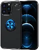 Apple iPhone 13 Pro (6.1) Kılıf Auto Focus Serisi Soft Premium Standlı Yüzüklü Kapak - Mavi Siyah