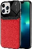 Apple iPhone 13 Pro (6.1) Kılıf Deri Görünümlü Emiks Kapak - Kırmızı