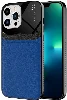 Apple iPhone 13 Pro (6.1) Kılıf Deri Görünümlü Emiks Kapak - Mavi