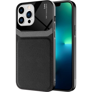 Apple iPhone 13 Pro (6.1) Kılıf Deri Görünümlü Emiks Kapak - Siyah