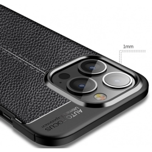 Apple iPhone 13 Pro (6.1) Kılıf Deri Görünümlü Lüks Parmak İzi Bırakmaz Niss Silikon Kapak - Siyah