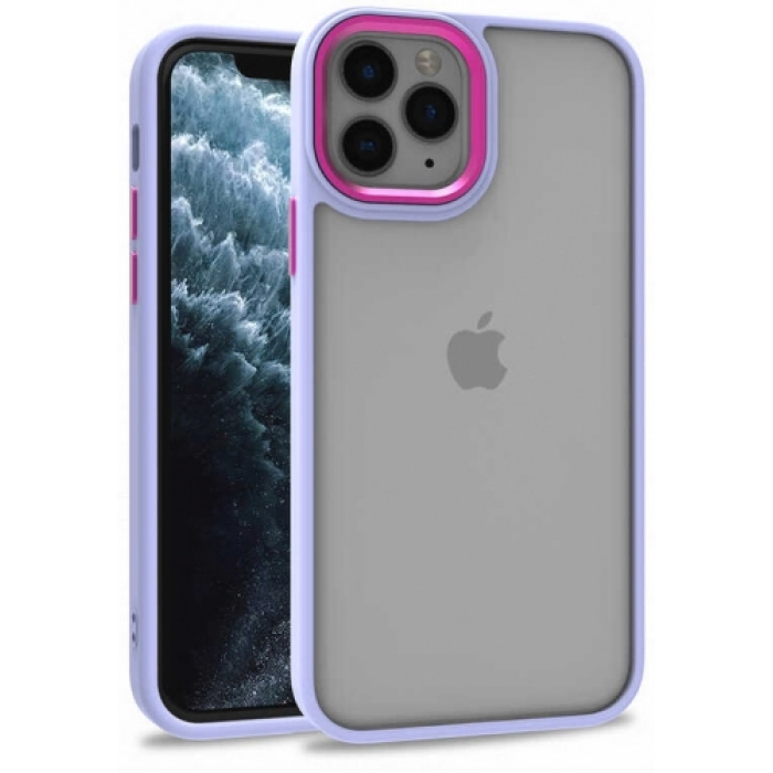 Apple iPhone 13 Pro (6.1) Kılıf Electro Silikon Renkli Flora Kapak - Lila