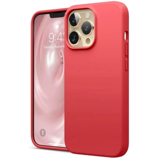 Apple iPhone 13 Pro (6.1) Kılıf İçi Kadife Mat Mara Lansman Silikon Kapak  - Kırmızı