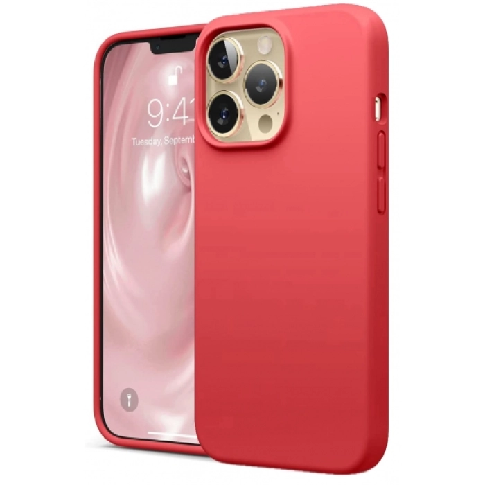 Apple iPhone 13 Pro (6.1) Kılıf İçi Kadife Mat Mara Lansman Silikon Kapak  - Kırmızı