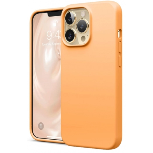 Apple iPhone 13 Pro (6.1) Kılıf İçi Kadife Mat Mara Lansman Silikon Kapak  - Turuncu