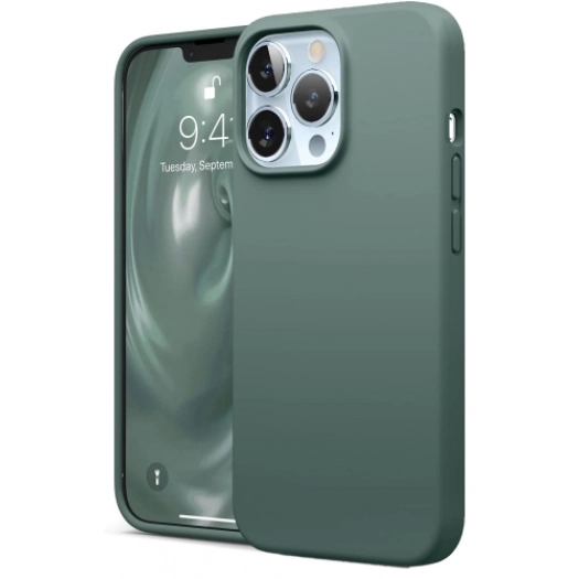 Apple iPhone 13 Pro (6.1) Kılıf İçi Kadife Mat Mara Lansman Silikon Kapak  - Yeşil