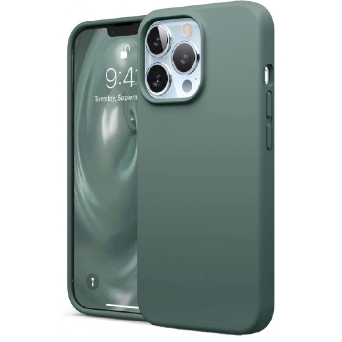 Apple iPhone 13 Pro (6.1) Kılıf İçi Kadife Mat Mara Lansman Silikon Kapak  - Yeşil