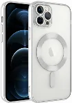 Apple iPhone 13 Pro (6.1) Kılıf Kamera Korumalı Şeffaf Magsafe Wireless Şarj Özellikli Demre Kapak - Gümüş