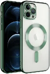 Apple iPhone 13 Pro (6.1) Kılıf Kamera Korumalı Şeffaf Magsafe Wireless Şarj Özellikli Demre Kapak - Koyu Yeşil