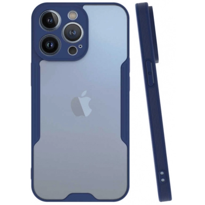 Apple iPhone 13 Pro (6.1) Kılıf Renkli Silikon Kamera Lens Korumalı Şeffaf Parfe Kapak - Lacivert