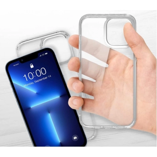 Apple iPhone 13 Pro (6.1) Kılıf Korumalı Kenarları Silikon Arkası Sert Coss Kapak - Şeffaf