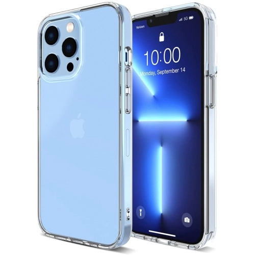 Apple iPhone 13 Pro (6.1) Kılıf Korumalı Kenarları Silikon Arkası Sert Coss Kapak  - Şeffaf