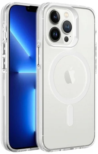 Apple iPhone 13 Pro (6.1) Kılıf Magsafe Şarj Özellikli Buzlu Transparan C-Pro Sert Kapak - Şeffaf