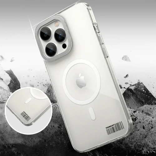 Apple iPhone 13 Pro (6.1) Kılıf Magsafe Şarj Özellikli Youngkit Coloured Glaze Serisi Kapak - Beyaz