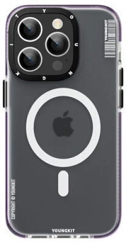 Apple iPhone 13 Pro (6.1) Kılıf Magsafe Şarj Özellikli Youngkit Jane Sand Serisi Kapak - Koyu Mor