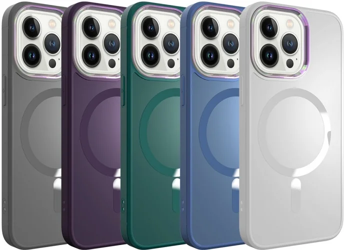 Apple iPhone 13 Pro (6.1) Kılıf Magsafe Wireless Şarj Özellikli Stil Kapak - Koyu Yeşil