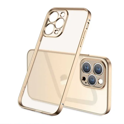 Apple iPhone 13 Pro (6.1) Kılıf Renkli Mat Esnek Kamera Korumalı Silikon G-Box Kapak - Gold