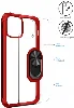 Apple iPhone 13 Pro (6.1) Kılıf Standlı Arkası Şeffaf Kenarları Airbag Kapak - Kırmızı