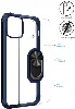 Apple iPhone 13 Pro (6.1) Kılıf Standlı Arkası Şeffaf Kenarları Airbag Kapak - Lacivert