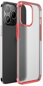 Apple iPhone 13 Pro (6.1) Kılıf Volks Serisi Kenarları Silikon Arkası Şeffaf Sert Kapak - Kırmızı