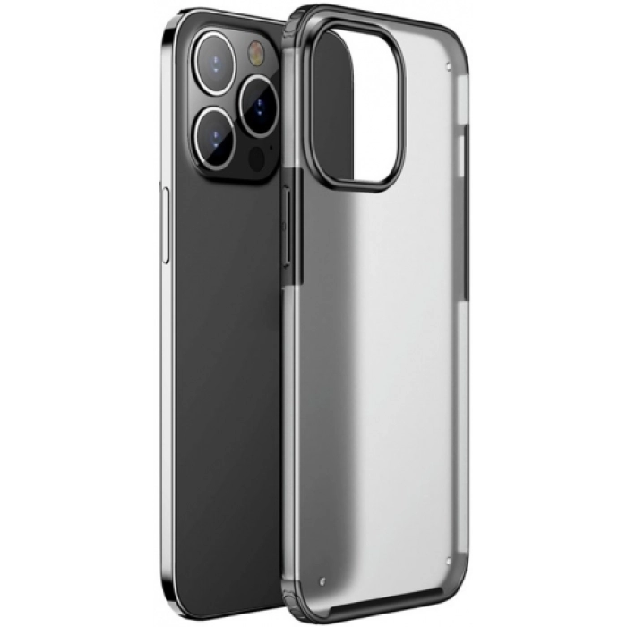 Apple iPhone 13 Pro (6.1) Kılıf Volks Serisi Kenarları Silikon Arkası Şeffaf Sert Kapak - Siyah