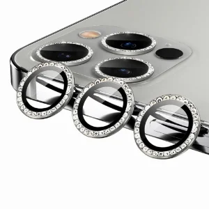Apple iPhone 13 Pro (6.1) Taşlı Kamera Lens Koruyucu CL-06 - Gri