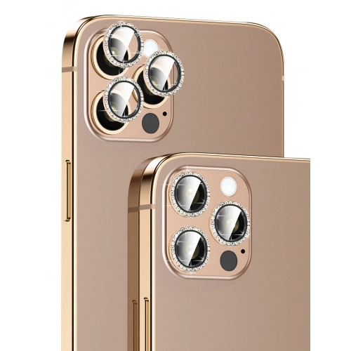 Apple iPhone 13 Pro (6.1) Taşlı Kamera Lens Koruyucu CL-06 - Gri